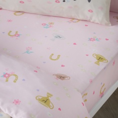 Catherine Lansfield Happy Horses Fitted Sheet - Pink