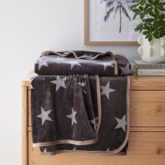 Helena Springfield Star Fleece Throw 140x180cm - Charcoal/Linen Helena Springfield Star Fleece Throw 140x180cm - Charcoal/Linen