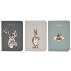 Meg Hawkins 3 Pack of A6 Note Books Assorted Stag Hare & Bee