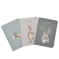Meg Hawkins 3 Pack of A6 Note Books Assorted Stag Hare & Bee