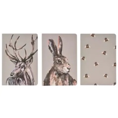Meg Hawkins 3 Pack of A5 Note Books Assorted Stag Hare & Bee