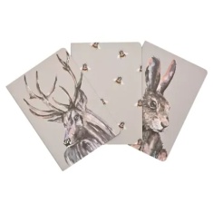 Meg Hawkins 3 Pack of A5 Note Books Assorted Stag Hare & Bee