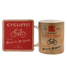 Civil Defence Bicycle Brigade Mug & Coaster Set