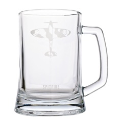 RAF Etched Glass Tankard Spitfire
