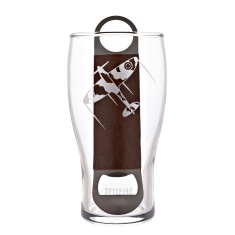 RAF Etched Pint Glass & Bottle Opener Set Spitfire