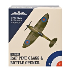 RAF Etched Pint Glass & Bottle Opener Set Spitfire
