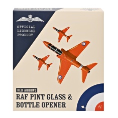 RAF Etched Pint Glass & Bottle Opener Set Red Arrows