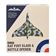 RAF Etched Pint Glass & Bottle Opener Set Vulcan