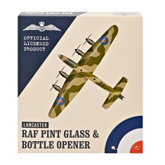 RAF Etched Pint Glass & Bottle Opener Set Lancaster