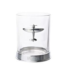 RAF Glass & Metal Whiskey Tumbler Spitfire