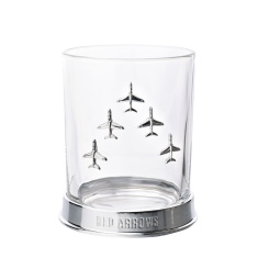 RAF Glass & Metal Whiskey Tumbler Red Arrows