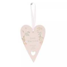 Love Story Just Married Ceramic Heart 13cm