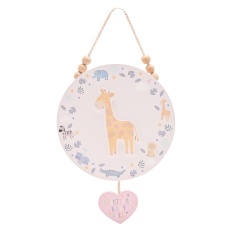 Petit Cheri Giraffe Round Plaque - Baby Girl