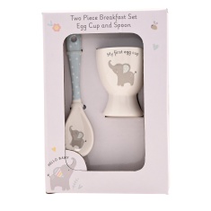 Hello Baby 2 Piece Egg Cup & Spoon Set - Blue
