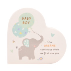 Hello Baby Ceramic Mantel Heart - Baby Boy