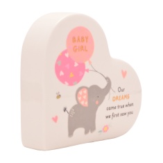 Hello Baby Ceramic Mantel Heart - Baby Girl
