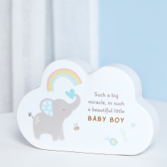 Hello Baby Ceramic Mantel Cloud- Baby Boy