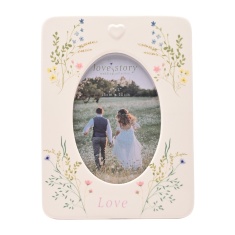 Love Story Ceramic Photo Frame 4 X 6 Floral