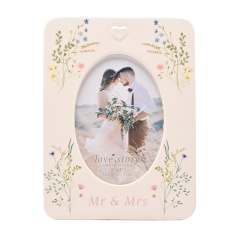Love Story Ceramic Photo Frame 4 X 6 Floral - Mr & Mrs