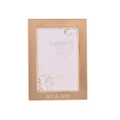 Love Story Wildflower Gold Photo Frame 4 X 6 - Mr & Mrs