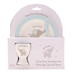Hello Baby 3 Piece Bowl Egg Cup & Spoon Set - Blue