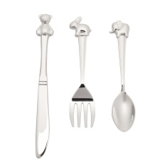 Bambino Silverplated 3Pc Cutlery Set With Animal Icons