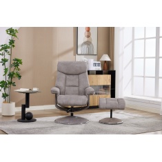 Jupiter Swivel Recliner & Footstool in Almond Fabric
