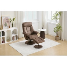 Jupiter Swivel Recliner & Footstool in Fawn Fabric
