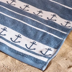Catherine Lansfield Anchors XL Cotton Beach Towel
