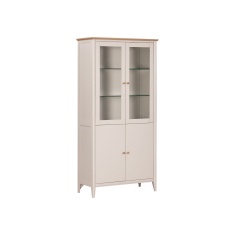 Caldecott 2 Door Display Cabinet - Light Oak/Stone Grey