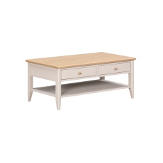 Caldecott 2 Drawer Coffee Table - Light Oak/Stone Grey
