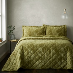 Portfolio Woburn Quilted Throw Set - Olive