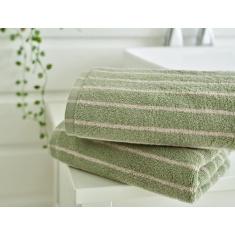 Deyongs Malmo Stripe Towel - Sage/Biscuit