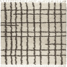 Mastercraft Twilight 039-0002/6933 Shaggy Fringed Rug - Cream/Black