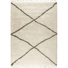 Mastercraft Twilight 039-0004/6933 Shaggy Fringed Rug - Cream/Black