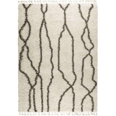 Mastercraft Twilight 039-0006/6933 Fringed Shaggy Rug - Cream/Black