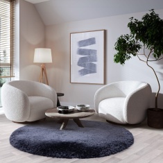 Asiatic Plush Luxury Shaggy 150cm Circle Rug - Navy