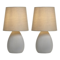 BHS Freya Teardrop Ceramic Table Lamp Pack of 2 - Grey