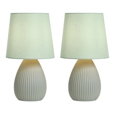 BHS Freya Teardrop Ceramic Table Lamp Pack of 2 - Green