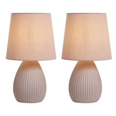 BHS Freya Teardrop Ceramic Table Lamp Pack of 2 - Pink