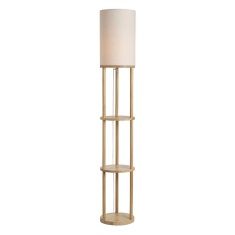 BHS Shelby Shelving Floor Lamp - Oak/Natural