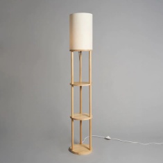 BHS Shelby Shelving Floor Lamp - Oak/Natural