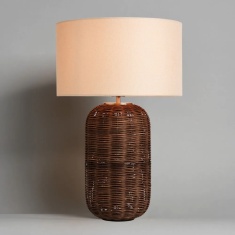 BHS Garvey Large Rattan Table Lamp - Walnut