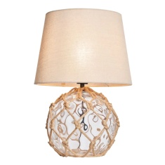 BHS Lucy Dimpled Rope Covered Glass Table Lamp - Clear