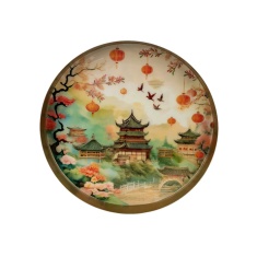 Candlelight Metal Tray Chengdu Sakura Blossom 32cm