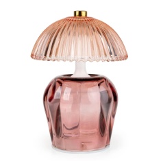 Candlelight Vintage Ridged Glass LED Table Lamp - Pink