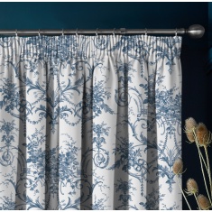 Laura Ashley Tuileries Pencil Pleat Curtains - Midnight