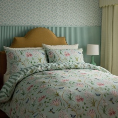 Sanderson Options Clementine Duvet Set - Raspberry & Sea Breeze