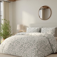 Vantona Leafy Trail Duvet Set - Cream/Green