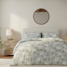 Vantona Simple Floral Duvet Set - Duck Egg